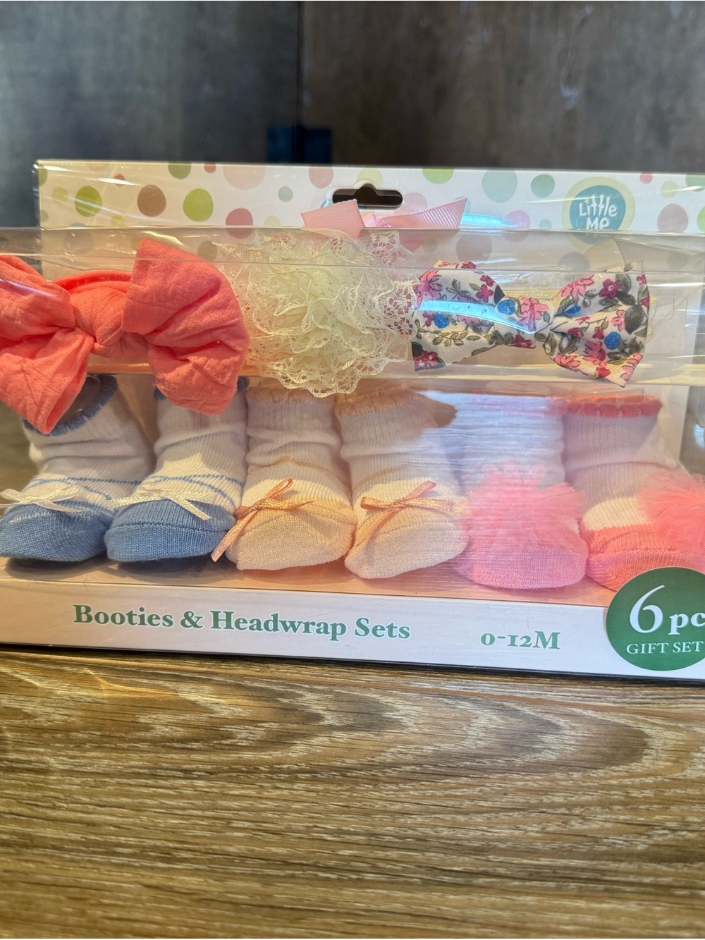 Little Me Baby Girls Booties & Headwrap Set - Pink, Coral, Blue, Floral